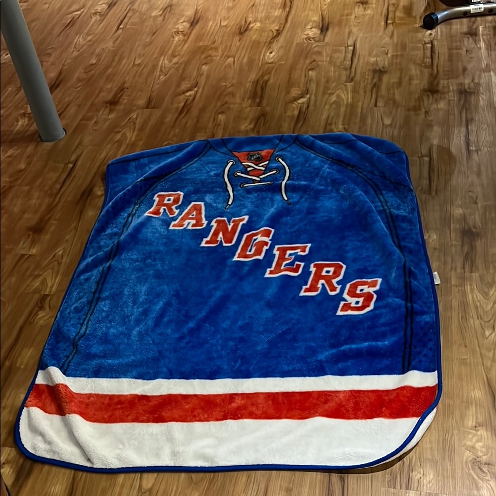 NHL Rangers Blue and Red Plush Blanket